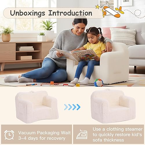 Miniatura 10 de Tiita Sofá para niños, sofá para niños con asa de transporte, sofá portátil de espuma para niños, silla ligera para sala de juegos, dormitorio,