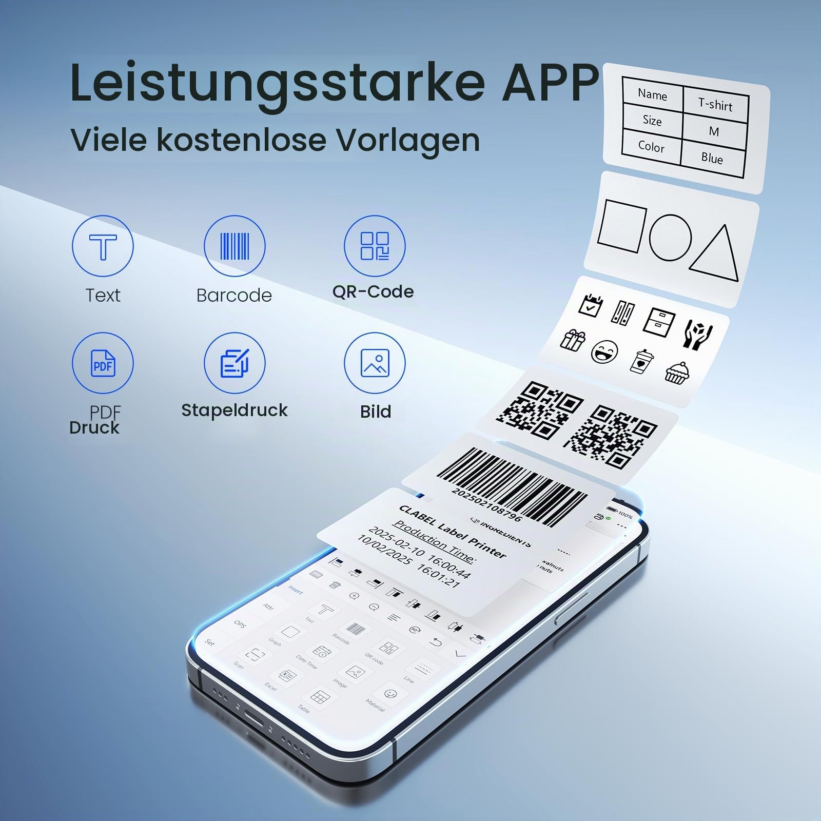 CLABEL 221D Etikettendrucker Bluetooth Barcode & Preisetiketten 50mm