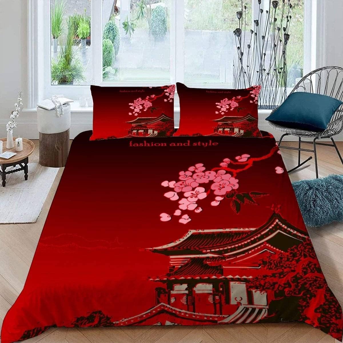 LASINSU Parure de lit Adulte,Paysage Chinois Japonais Peinture Encre De ...