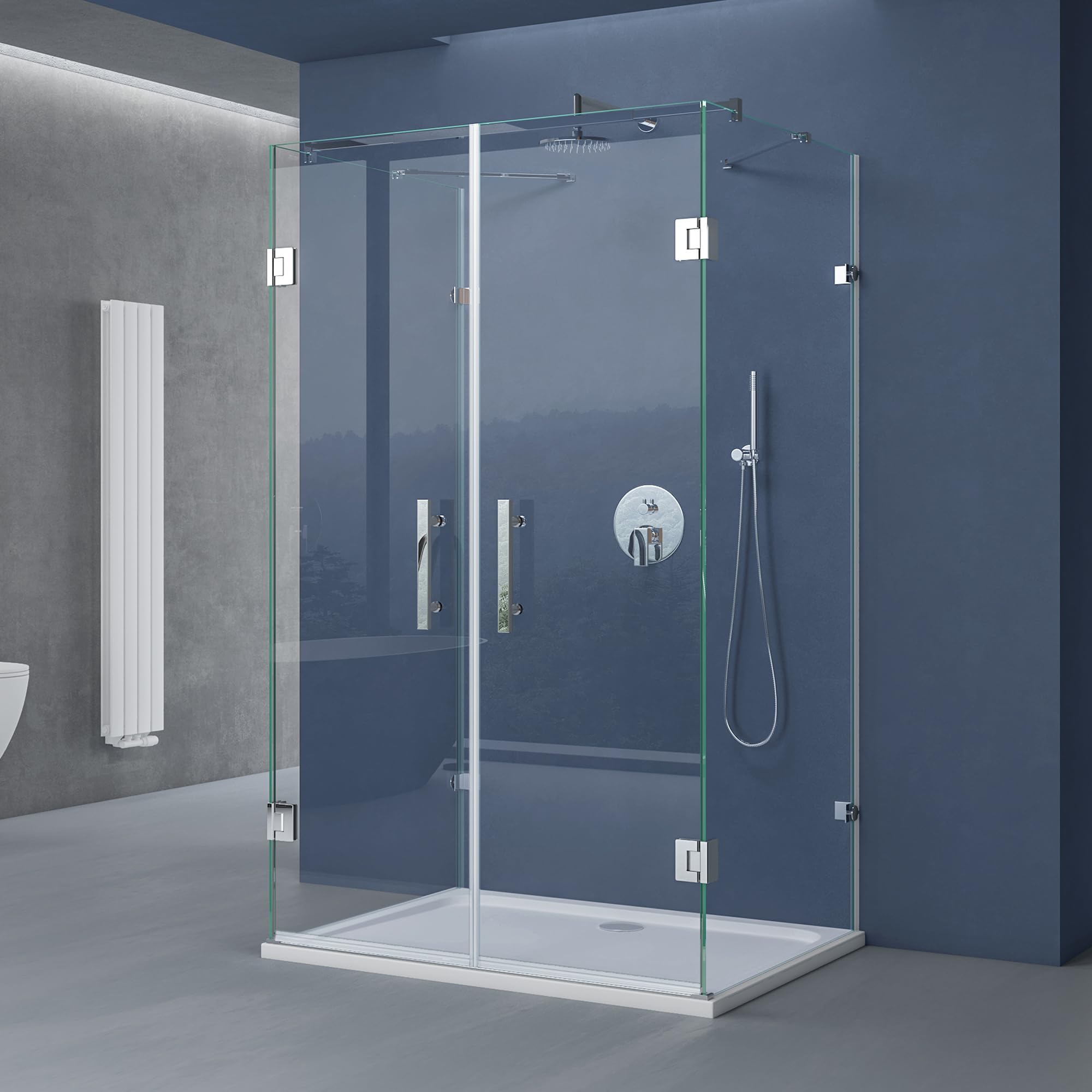 doporro U-Form Duschkabine 100x100x195cm Duschabtrennung 8mm ESG-Glas