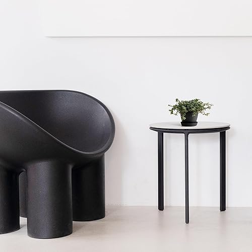 Miniatura 4 de Ecopots Antwerp - Maceta moderna de plástico reciclado para interiores y exteriores con platillo, color gris oscuro, 4.5 pulgadas