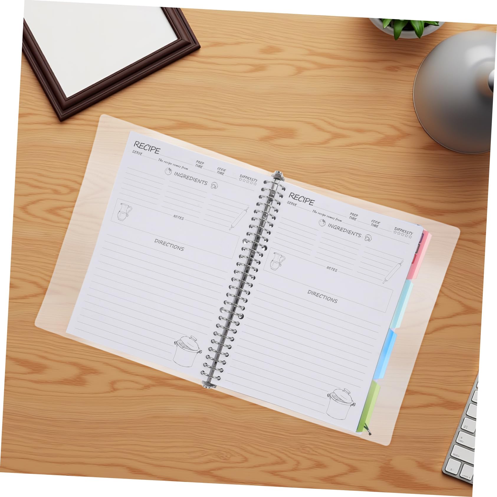 Quaderno per Ricette di Cucina Bianco Sezioni Pre-stampate e Pagine Facili da Sfogliare per Organizzare e Pianificare Ricette in Casa