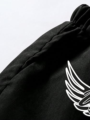 Miniatura 5 de COZYEASE Pantalones cortos con estampado gráfico de letras y cordón en la cintura para hombre, estilo casual, con lazo frontal, atléticos, para