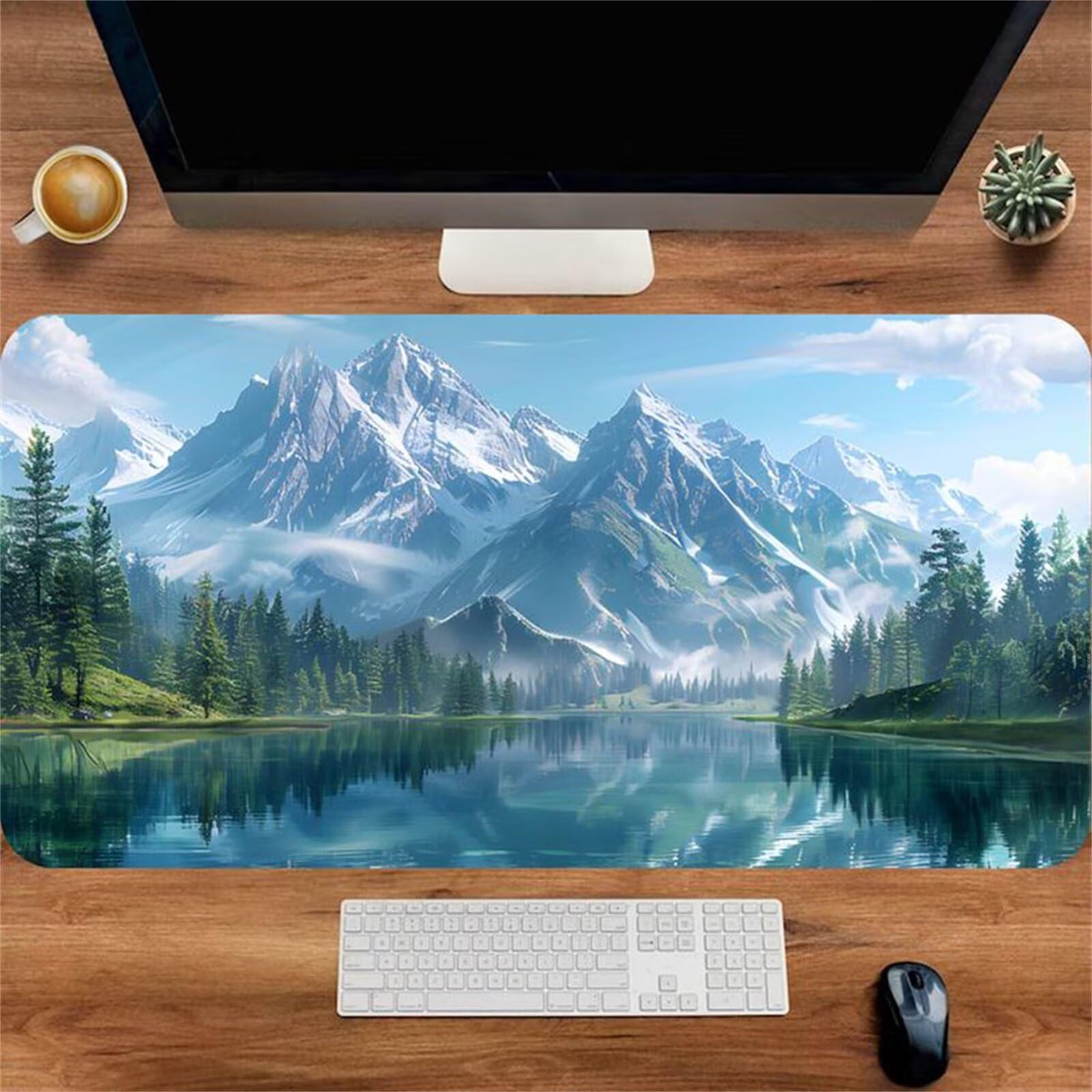Podkładka pod mysz, Piękna śnieżna sceneria górska, długa podkładka pod mysz komputerową, zmywalna, z gumową podstawą(800x300x2mm)