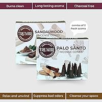 Vista 130 de TRUMIRI Incense Cones - Combo Pack of 20 Cone Incense - 10 Nag Champa + 10 Palo Santo - Insence Cones - Incense Cones Scented - Cone Incense Scents