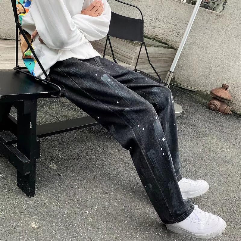 Mens Casual Jeans Y2k Trend Wide Leg Loose Fit Skateboard Printed Denim Pants for Men Hip Hop Streetwear3
