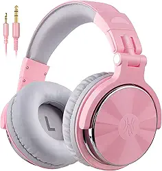 OneOdio Fones de ouvido supra-auriculares, graves com fio com driver de 50 mm, fones de ouvido leves dobráveis com Shareport e microfone para gravação de monitoramento, mixagem, podcast,