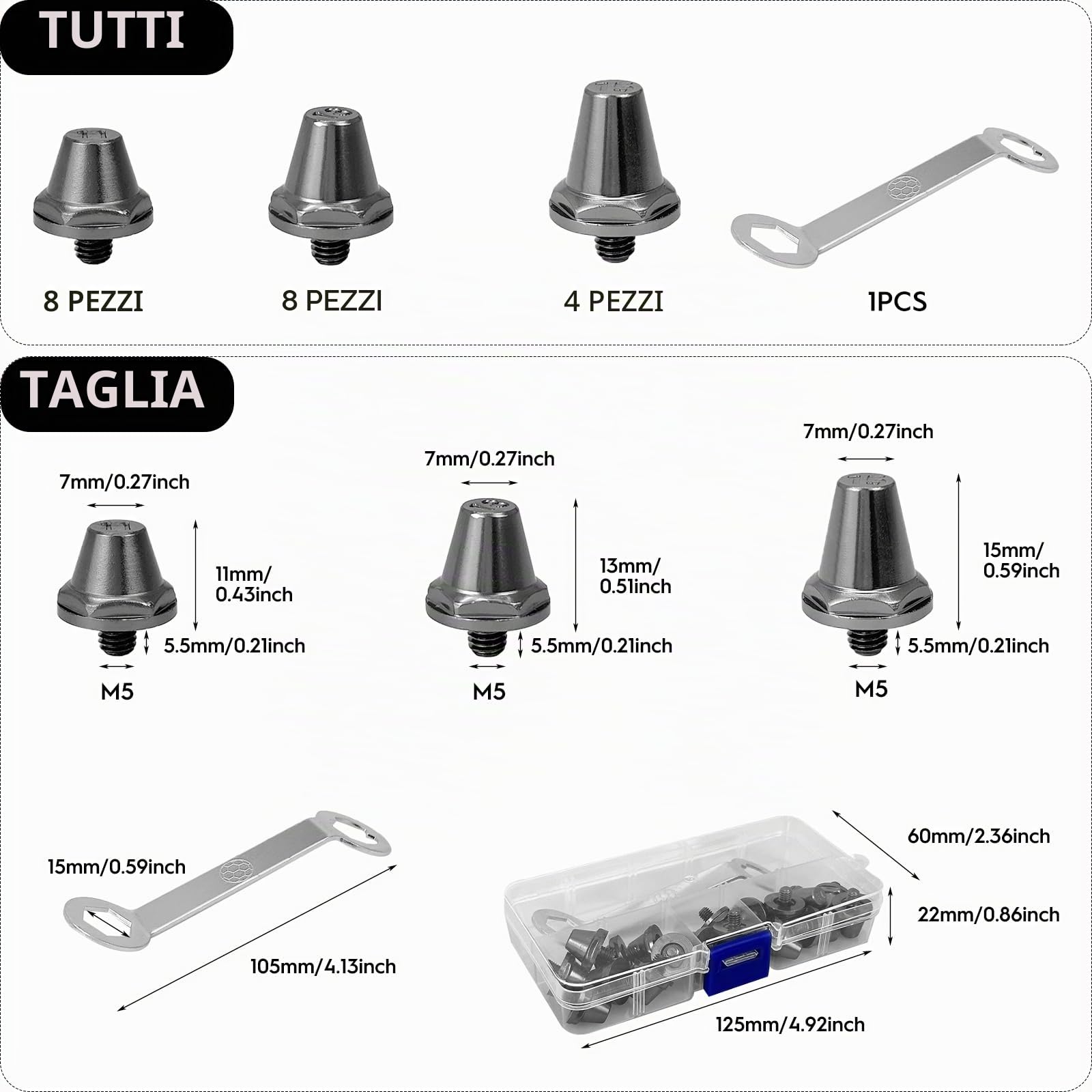 20 pezziSostituzione dei perni di Calcio per Terra Morbida, perni di Calcio in Lega di Alluminio per Scarpe da Calcio, Compatibile con la Maggior Parte delle Scarpe da Calcio (11mm/13mm/15mm)