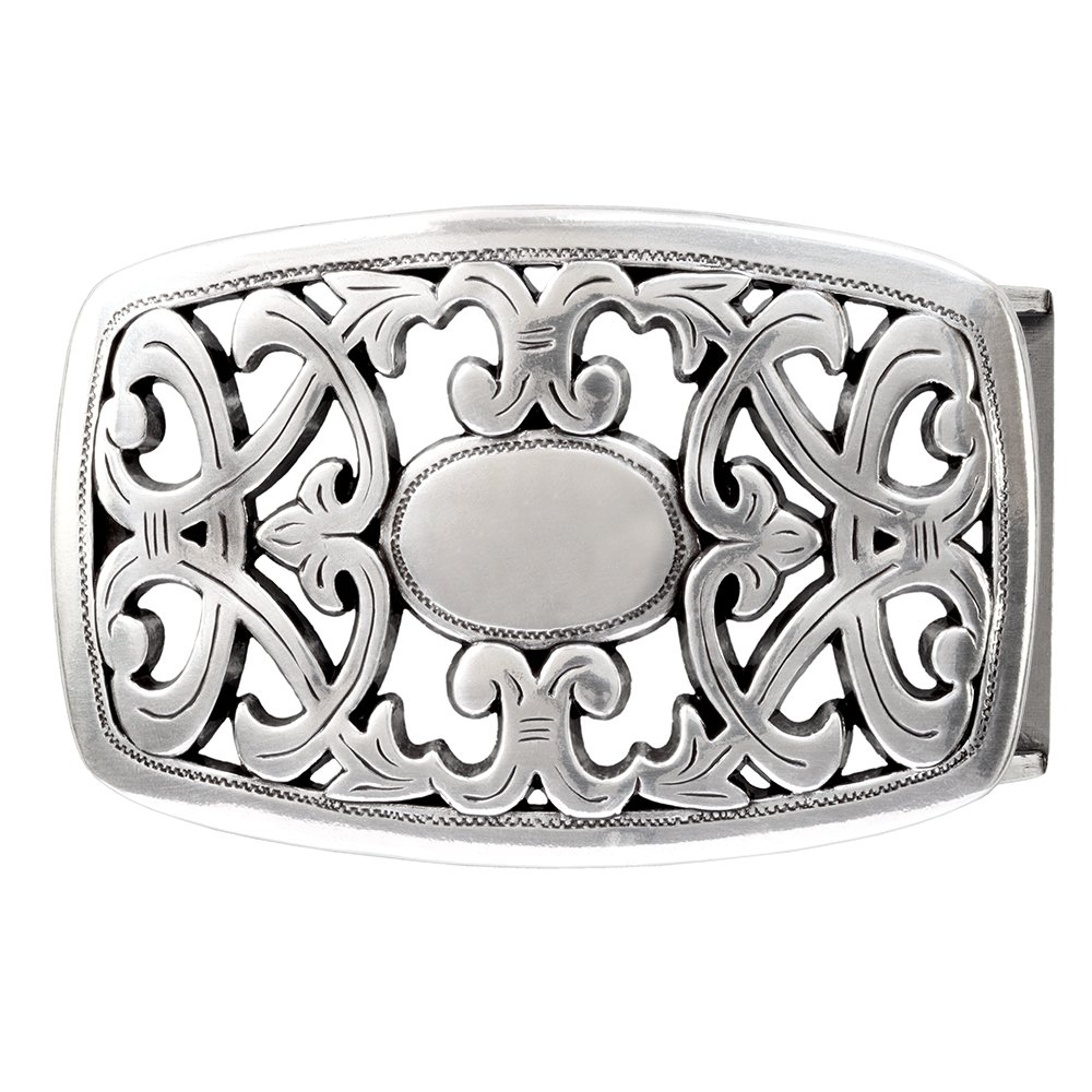 Gürtelschnalle Buckle 40mm Metall Silber Geschwärzt - Buckle Avignon - Dornschliesse Für Gürtel Mit 4cm Breite - Silberfarben Geschwärzt