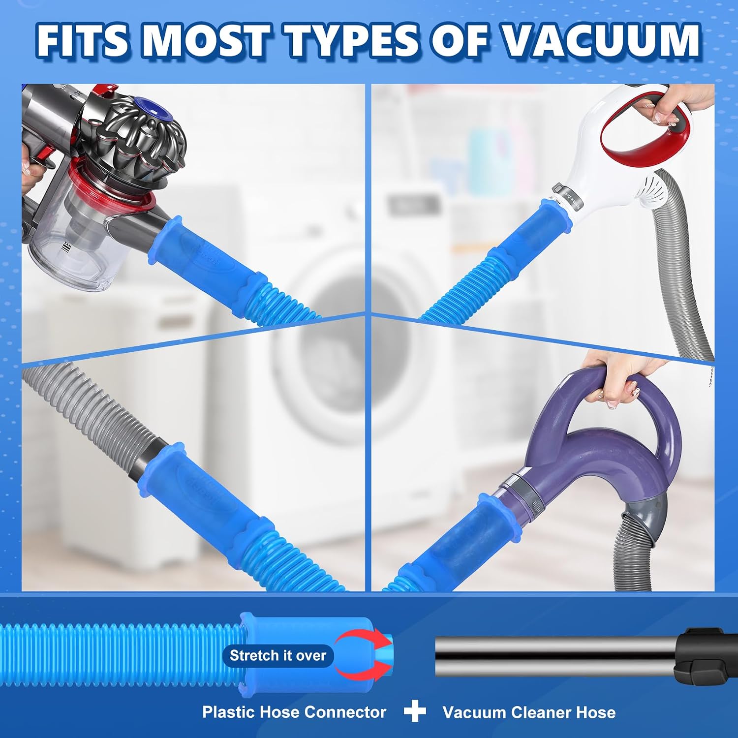 Sealegend 2 Pieces Upgraded Dryer Vent Cleaner Kit - Universal Vacuum Hose Attachment & Dryer Lint Brush, Compatible with Most Vacuum Cleaner, Quickly Lint Remover, Blue thumbnail