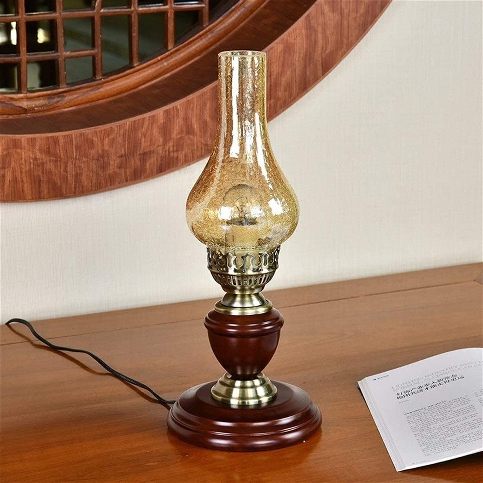 TTDGYYXW Lámpara De Aceite De Queroseno Retro Tradicional Lámpara De Mesa Vidrio Antiguo Acogedor Nostálgico Luces De Escritorio Dormitorio Mesita De Noche Lámpara De Mesa De Metal, Lámparas Chaner
