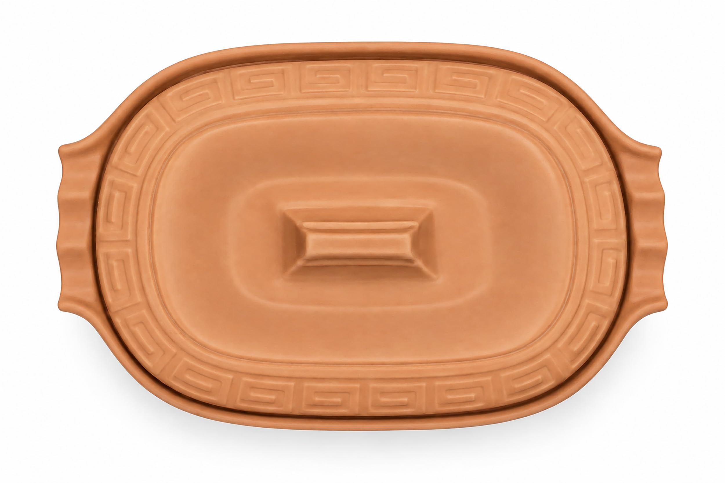 5 Liter ovale Brotbackform mit Deckel aus Steingut, 41x27x13 cm, Bräter, Auflaufform, Gratinform, Schmortopf, Brottopf (Ohne Glasur)