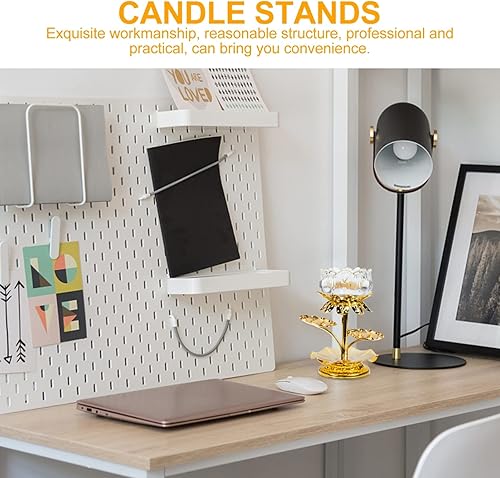 Miniatura 18 de Uonlytech Soporte de soporte: Ornamento Lotus Vela Suministros Meditación Altar de Té Decorativo Taza de Vidrio Hogar Luz Calmante Lámpara de Vida