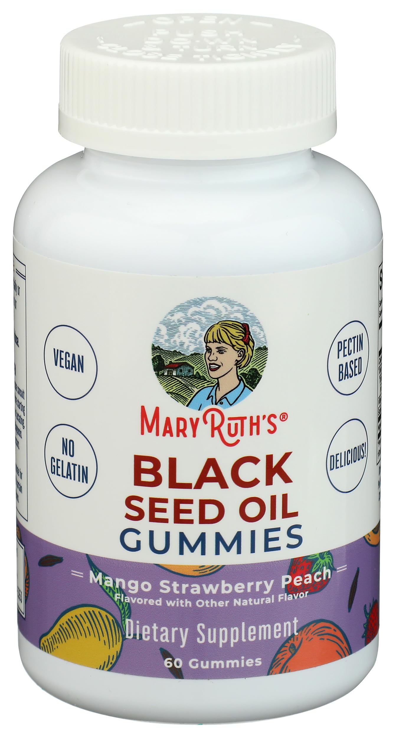 MARYRUTH'S Black Seed Oil Gummies, Mango Strawberry Peach, 60 ct — Amazon image 4
