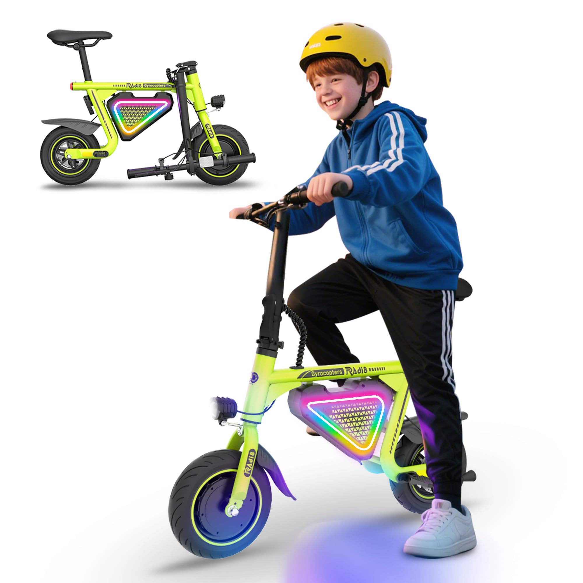 Gyrocopters Radi8 Electric Scooter for Kids & Teens | Moving LED Lights, E Scooter, Anti-Theft GPS Tracker | 250W Motor 10" Tire | Speed Upto 25Km/h Range Upto 20Km | UL2272 Safe