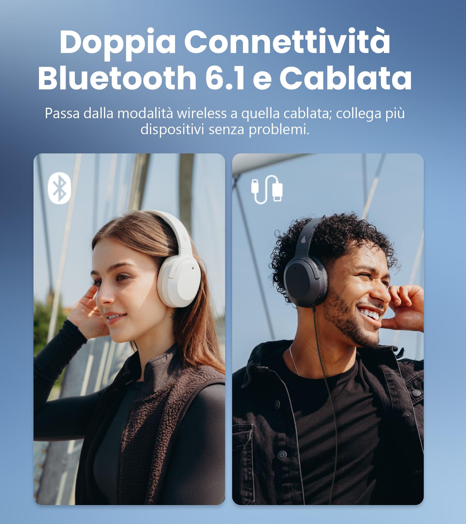 Edifier W820NB Plus Gen 2 Cuffie Wireless Over-Ear con Cancellazione del Rumore, -49 dB ANC, LDAC Hi-Res Audio, Playtime 88 Ore, Suono Spaziale, Chiamate Chiare con IA, Bluetooth 6.1 - Grigio Scuro