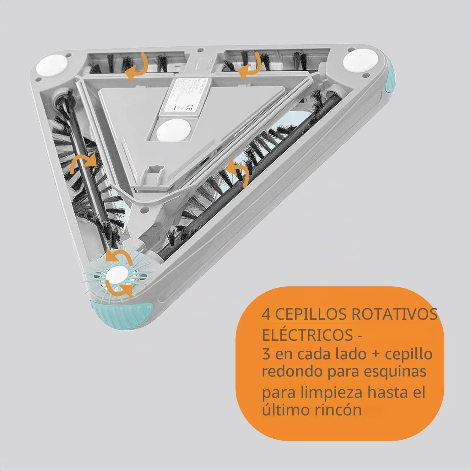 Livington Deeper Sweeper - Limpiador de Suelo inalámbrico con 4 cepillos giratorios - Diseño triángulo - Escoba eléctrica con luz LED - Escoba inalámbrica sin Bolsa - Cabezal Giratorio Flexible -