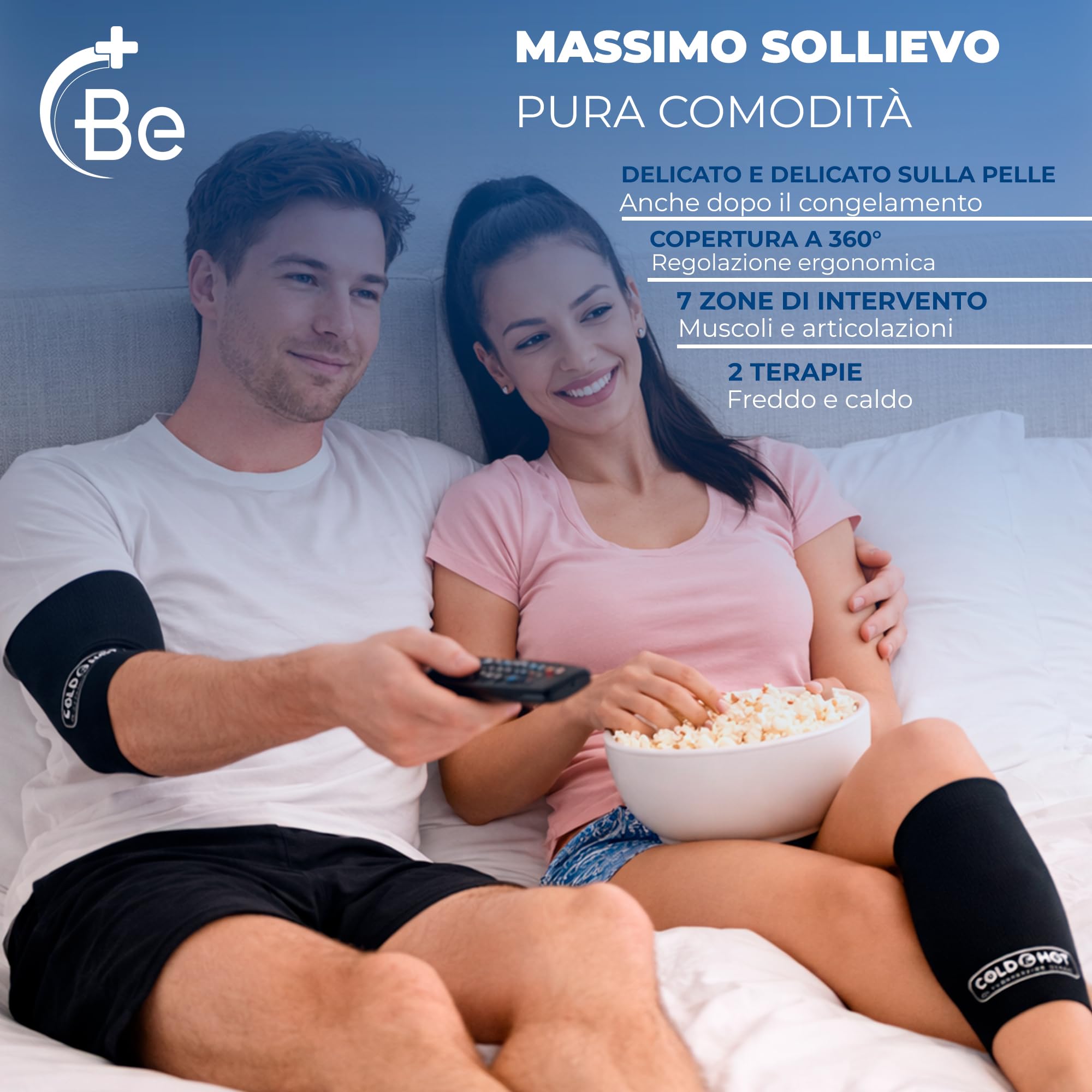 Set di 2 maniche compressive in gel freddo/caldo - Taglie M 33–40cm - Impacco Freddo/Caldo Indossabile 360° Slip-On - Ice Cold Sleeve - Per polso, gomito, braccio, caviglia, ginocchio