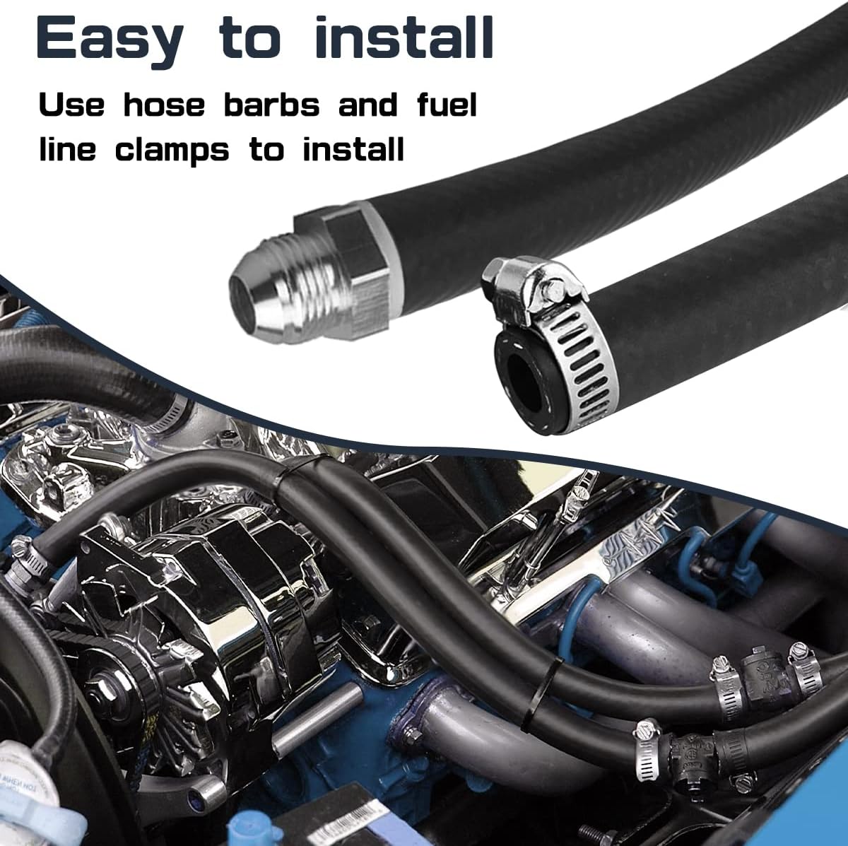 3/8 Inch ID NBR Rubber Hose, 25 Feet Fuel Hose Line Transfer Hose for Small Engine Black