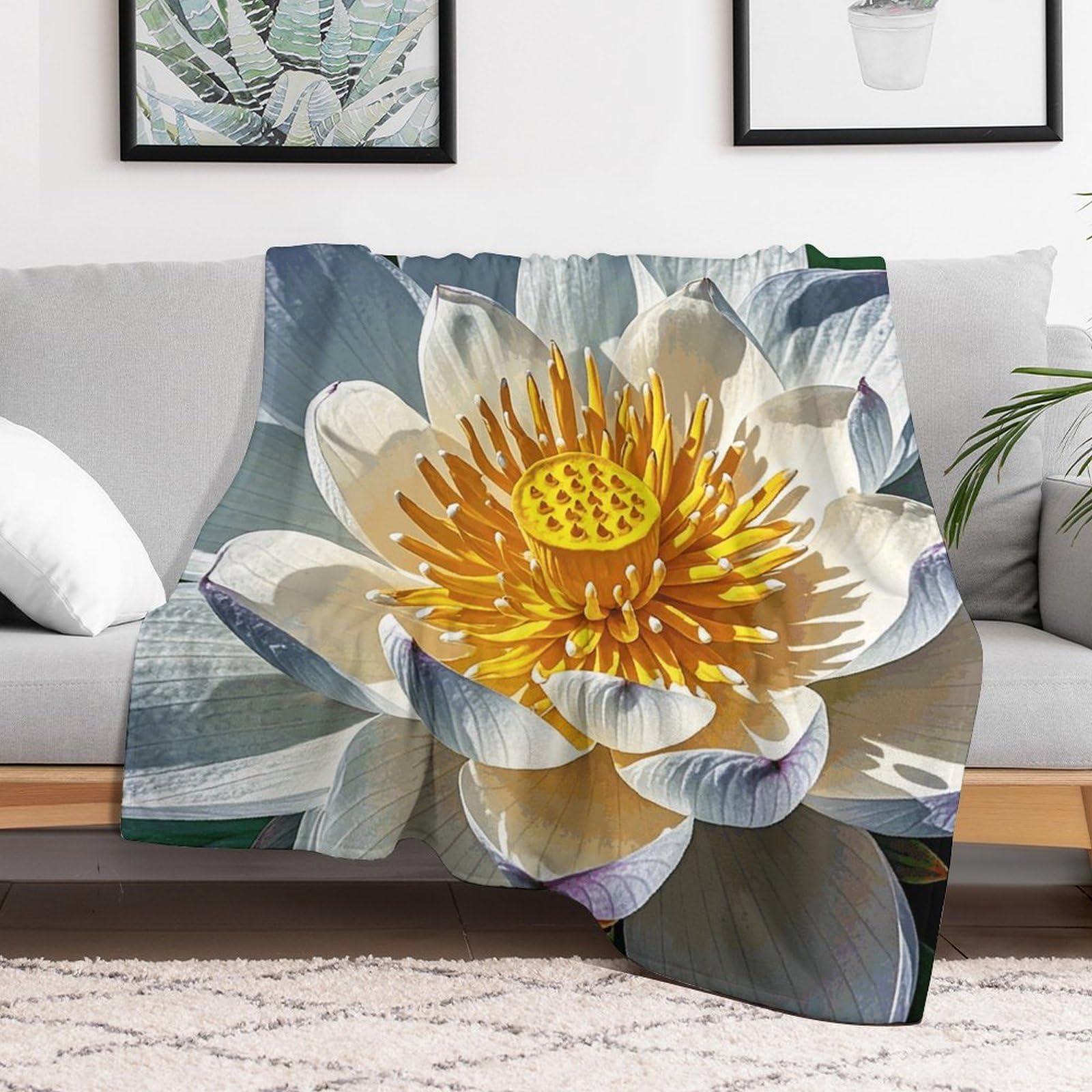 Couverture douce florale pour cocooning sur canapé et lit, plaid léger 152 x 203 cm mi-saison