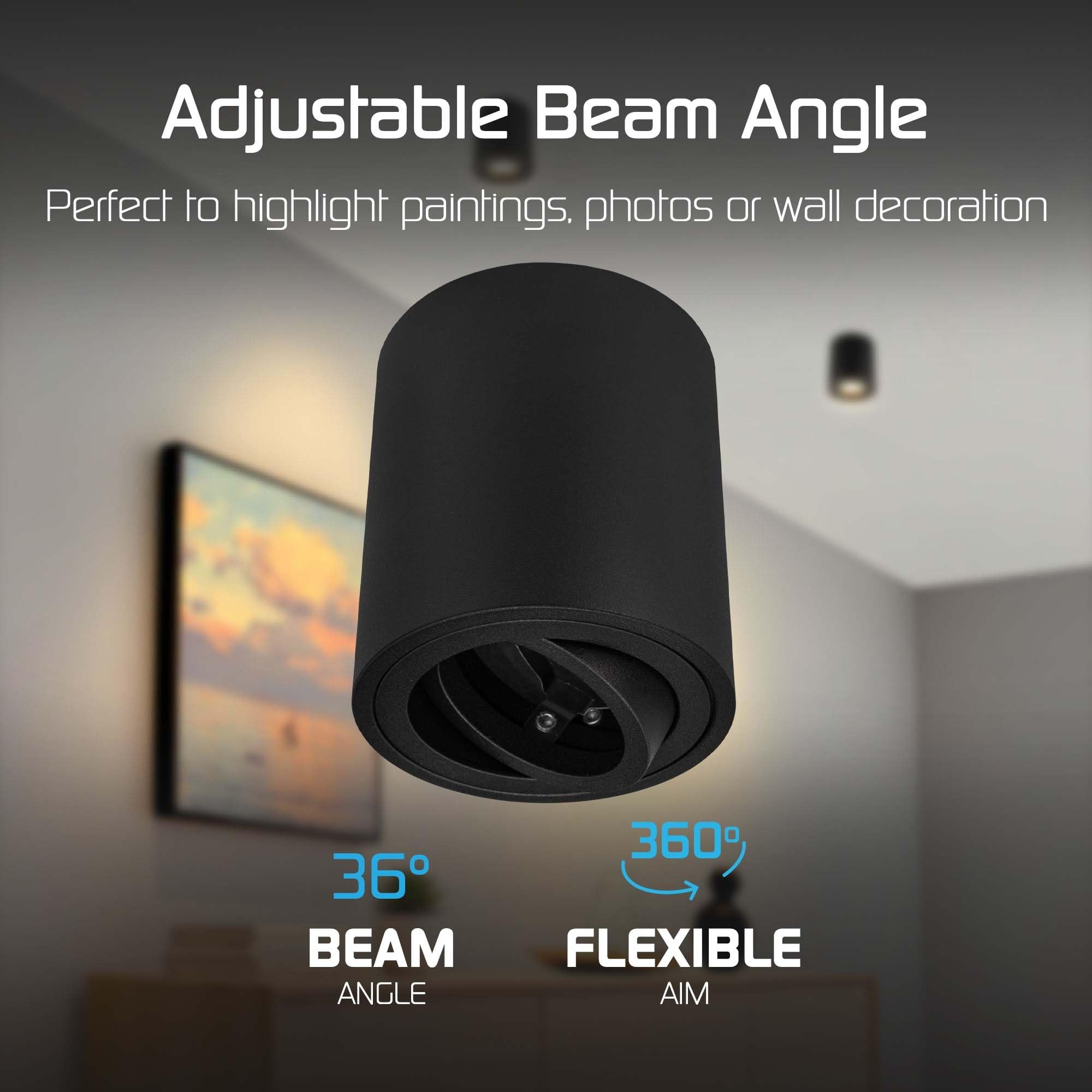 Ledvion 6er Set LED Aufbauspot Schwarz Rund 3W Warmweiss | mit Leuchtmittel geliefert; fuer Decke Flur Kueche und Wohnraum