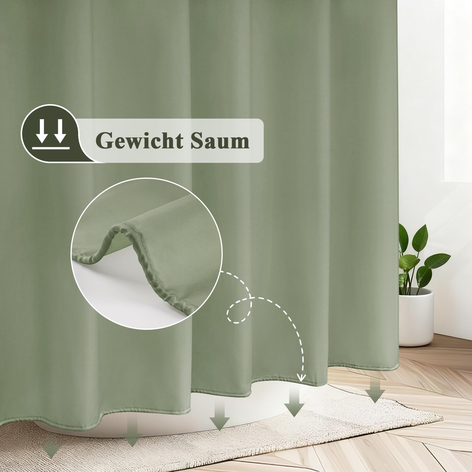 Furlinic Kleine Douchegordijn Grijs Anti Schimmel Polyester Stof Waterdicht Douche Gordijnen Wasbaar Textiel voor Badkuip of De Badkamer 6 Douchegordijnhaken 100x200cm