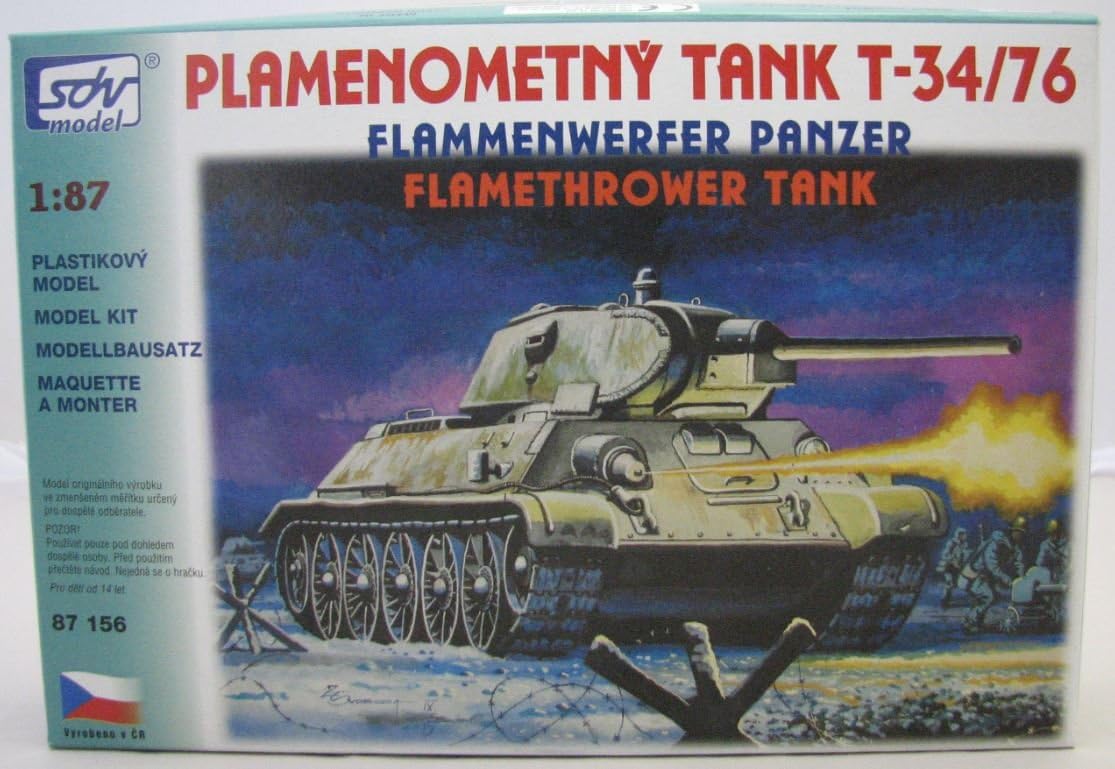 SDV Plastic Model Kit 1/87 H0 Russian Flamethrower Tank T34 / 76