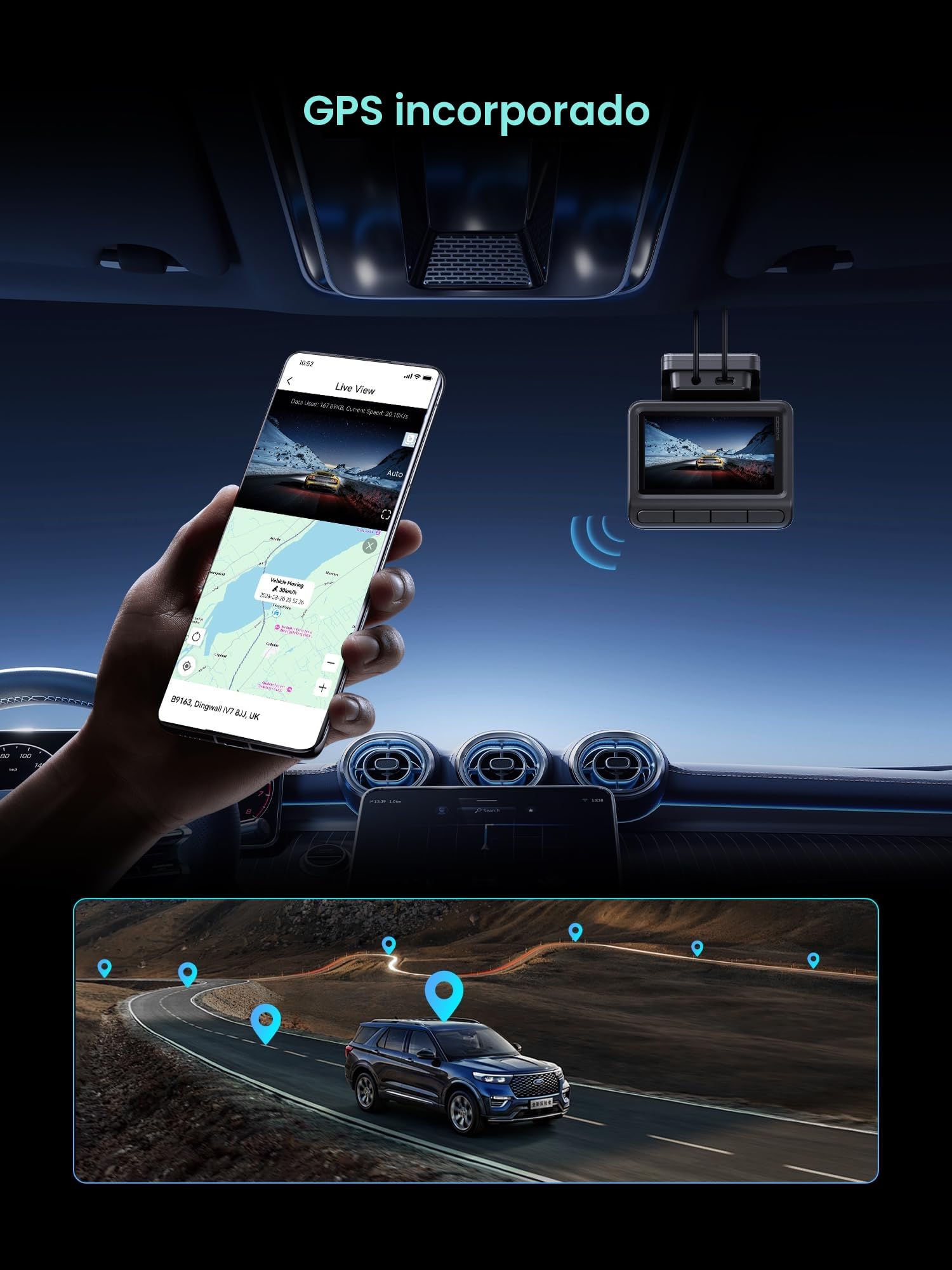 DDPAI Z50 Pro Dashcam, 4K+1080P Cámara Coche Grabadora con Tarjeta de 128 GB, Visión Nocturna AI-ISP, 5GHz Wi-Fi 6, GPS, 4G LTE Compatible, Modo Estacionamiento 48H, Pantalla IPS de 3'', Sensor G