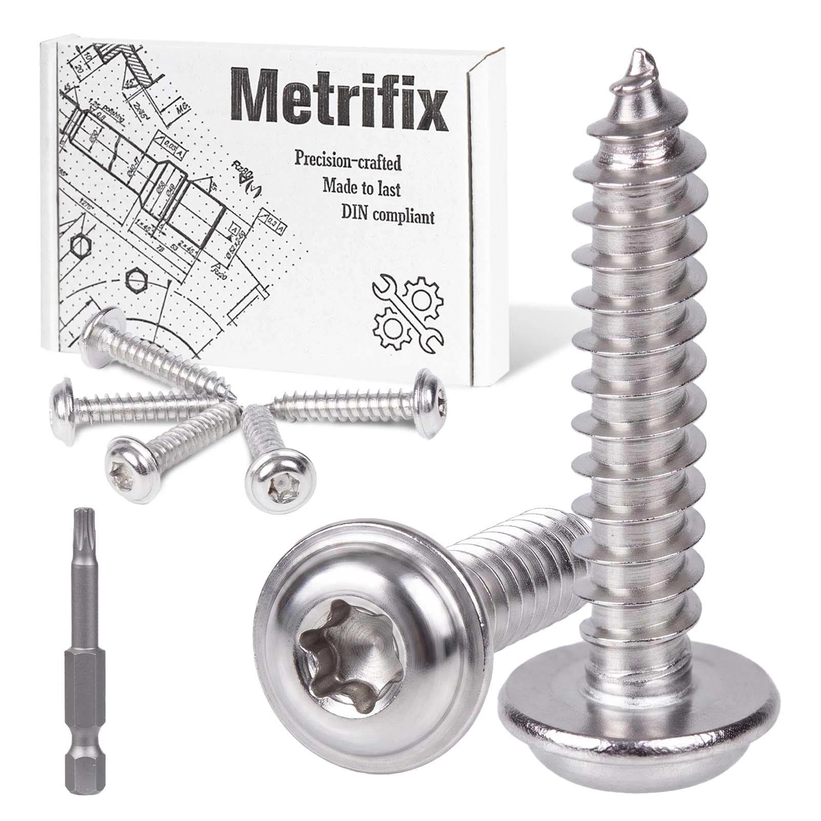 Metrifix 80 pcs Self Tapping Screws M5x12mm Pan Head Torx Screws
