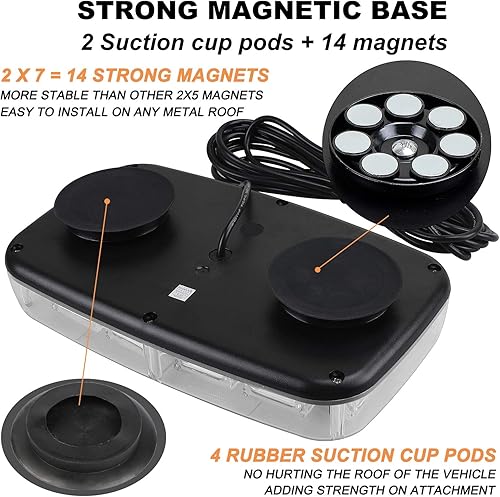 Miniatura 4 de ASPL 48LED - Luz estroboscópica para techo, alta visibilidad, advertencia de seguridad de emergencia, barra de luz estroboscópica LED con base