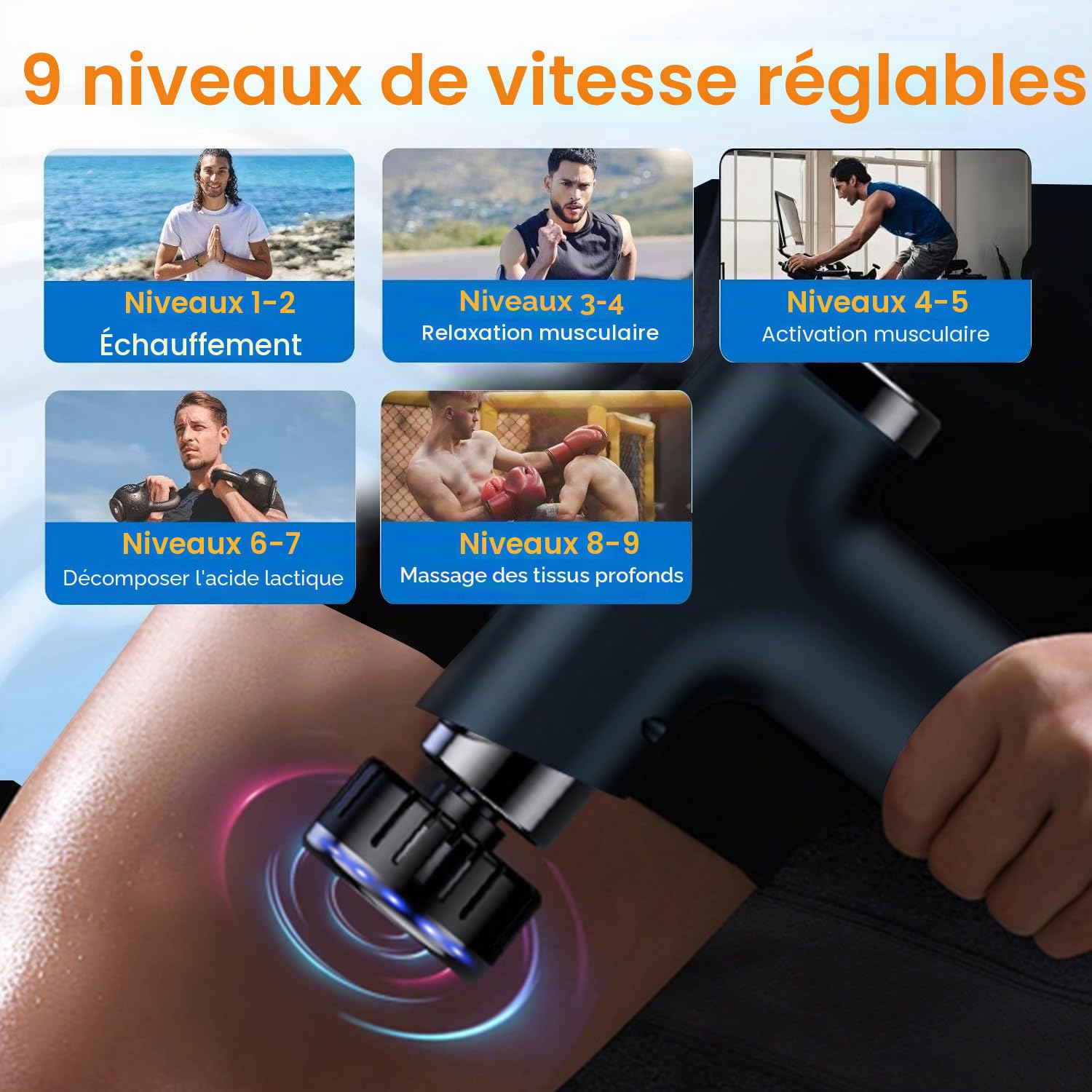 Pistolet de Massage avec Thérapie par le Chaud et le Froid,Massage Gun avec 16mm Amplitude 4000mAh Batterie,Électriques Musculaire Appareil de Massage,Ultra Silencieux, Noir
