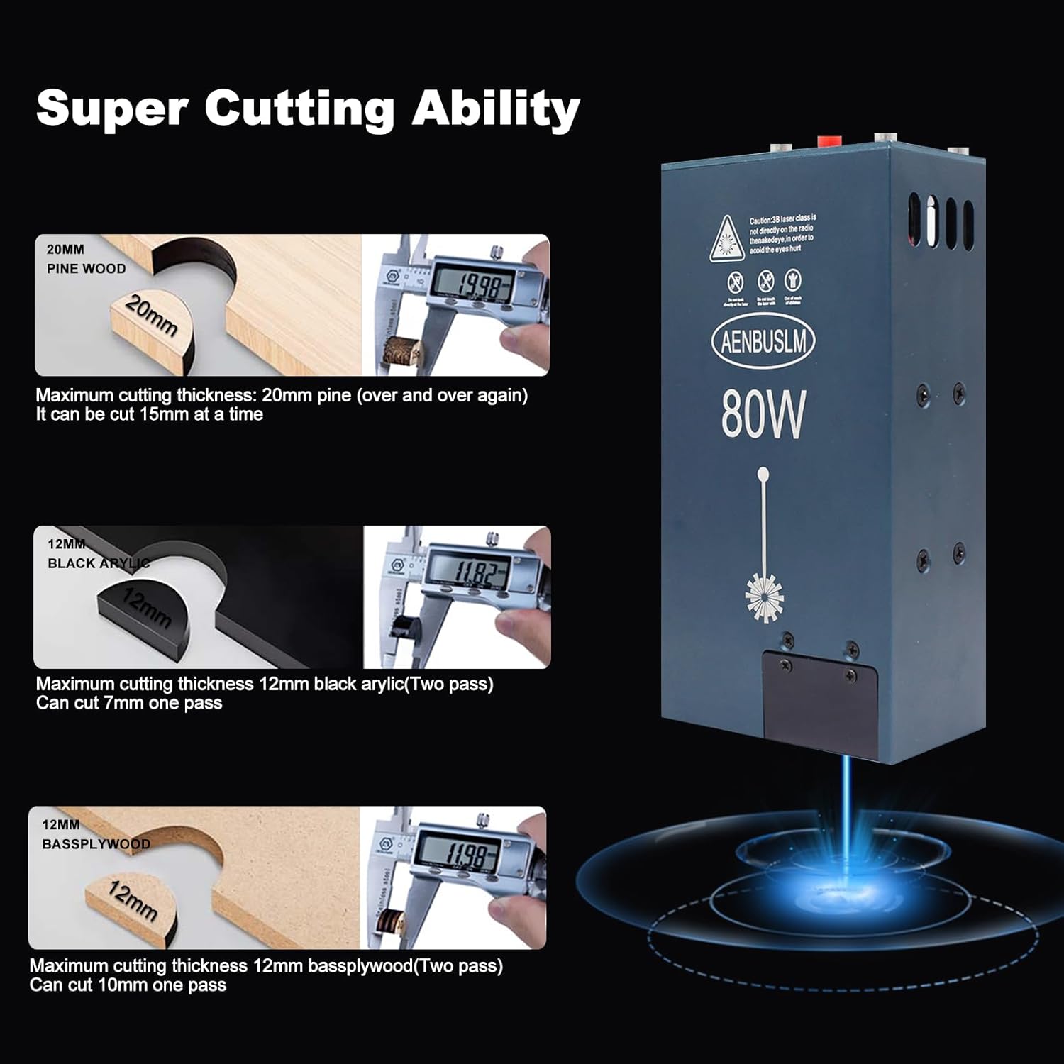 80W Laser Module Built-in Air Assist, 10W Output Power, Fixed-Focus, Built in FAC,Double Ultra-Fine Compressed Spot CNC Carving DIY Laser Masterfor Laser Cutter & Laser Engraver Machine 24V - Class 4