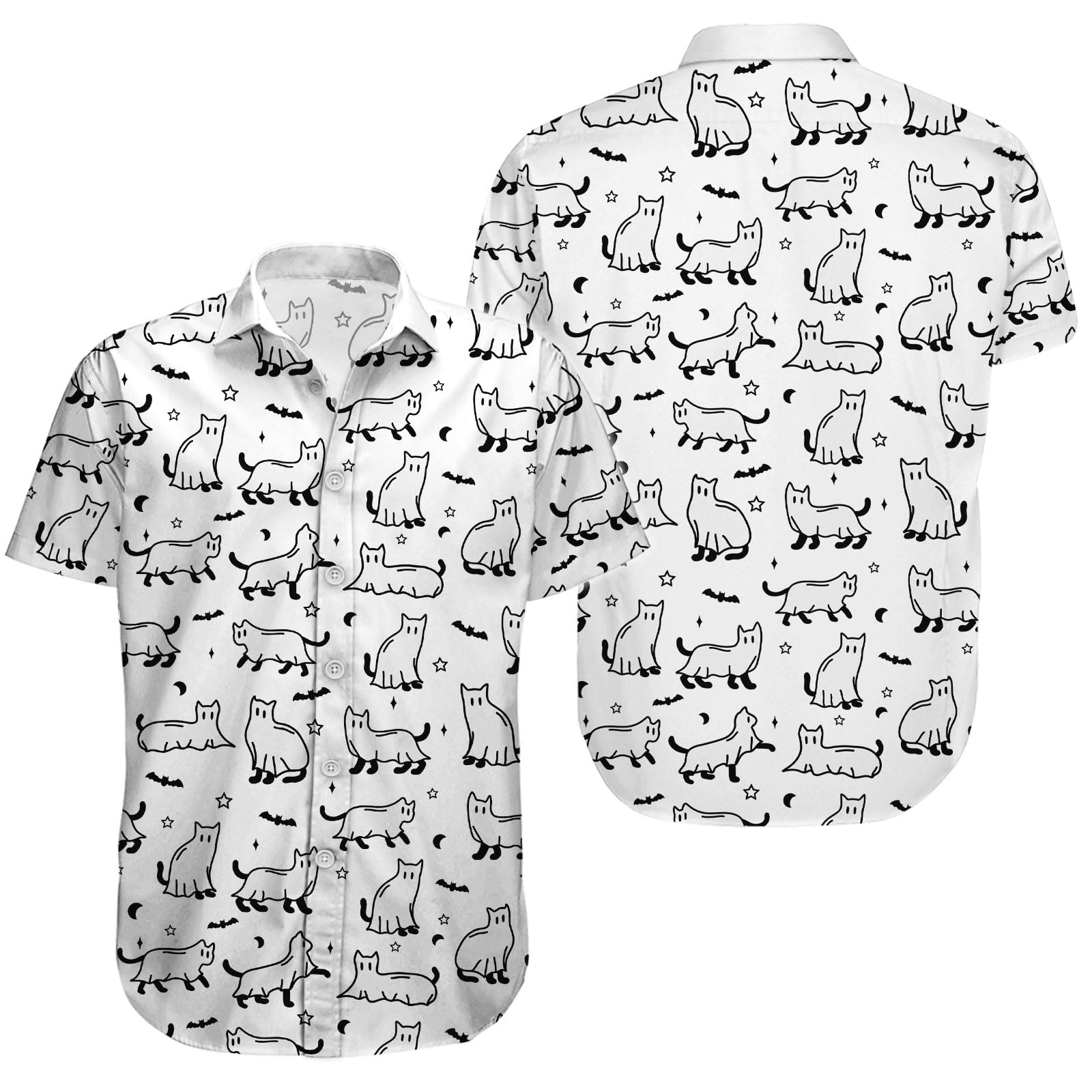 Halloween Shirt for Men Women, Casual Button Up Shirt Unisex, Short Sleeve Hawaiian Aloha Shirts