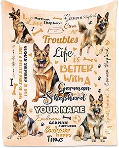 Custom German Shepherd Blanket, German Shepherd Lovers Gift, Cute Soft Throw Gifts for Girls Boys Women, Cozy Flannel Throw Blankets for Bed Travel, 50"x60"