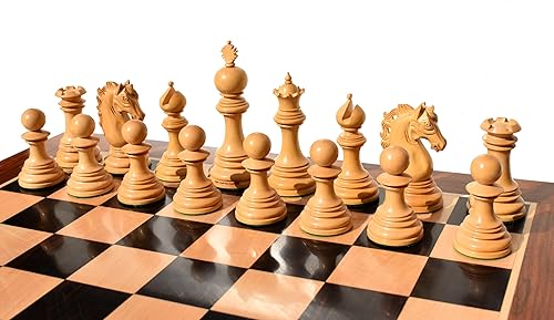 Miniatura 5 de The Chess Empire - Juego de piezas de ajedrez Staunton de madera de lujo de la serie de San Petersburgo Boj y Ébano 4.4" King Heavy Weighted Piezas
