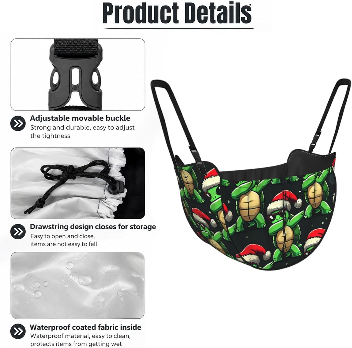Augenstern Cute-Turtles-Christmas Car Backseat Organizer Bag For Road Trips image 4