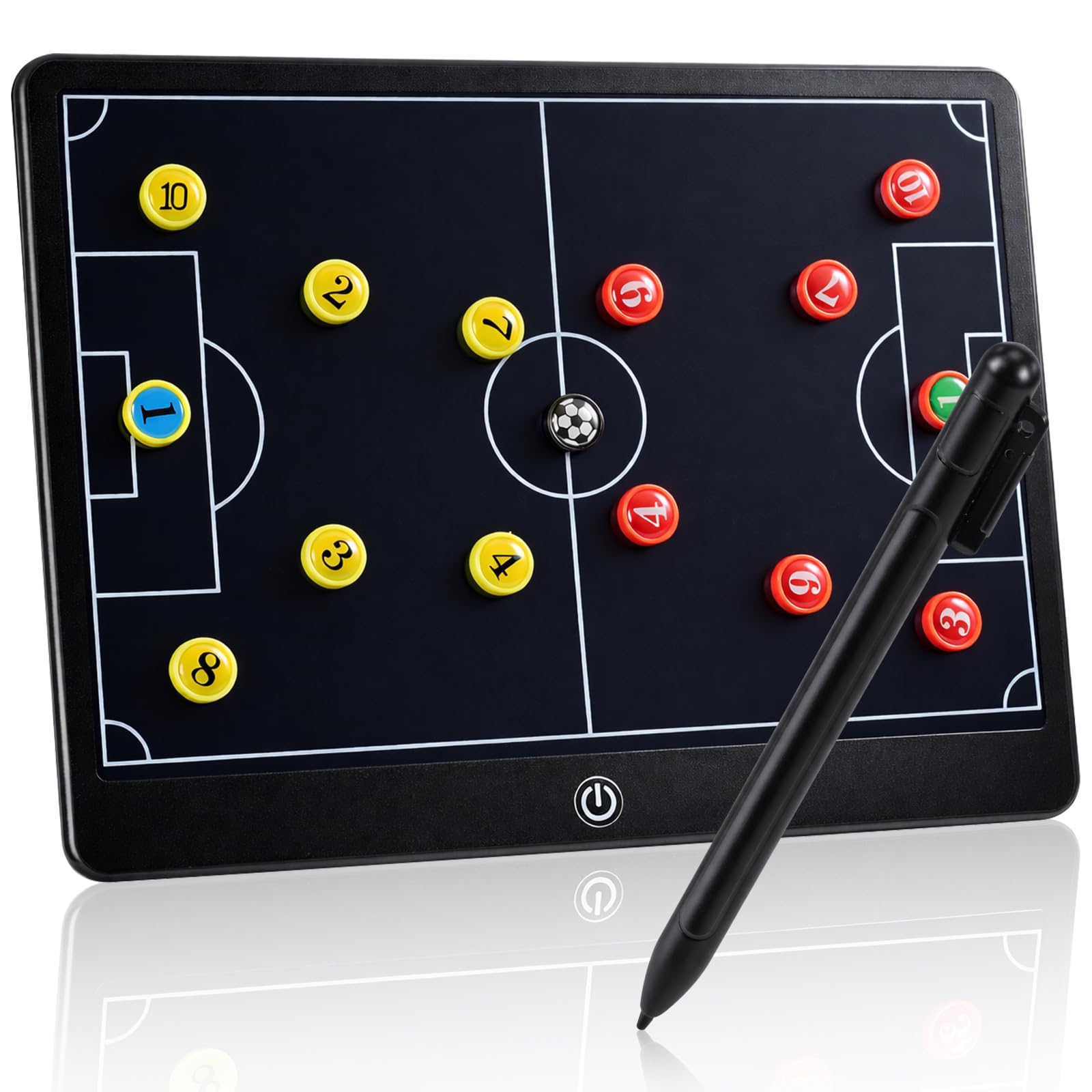 Tableau Tactique Football Magnétique, Bestcool 16 Pouces LCD Tableau Football Tactique avec Stylo et Magnétique Marqueur pour Entraînement, Planification Stratégique pour Football Compétition
