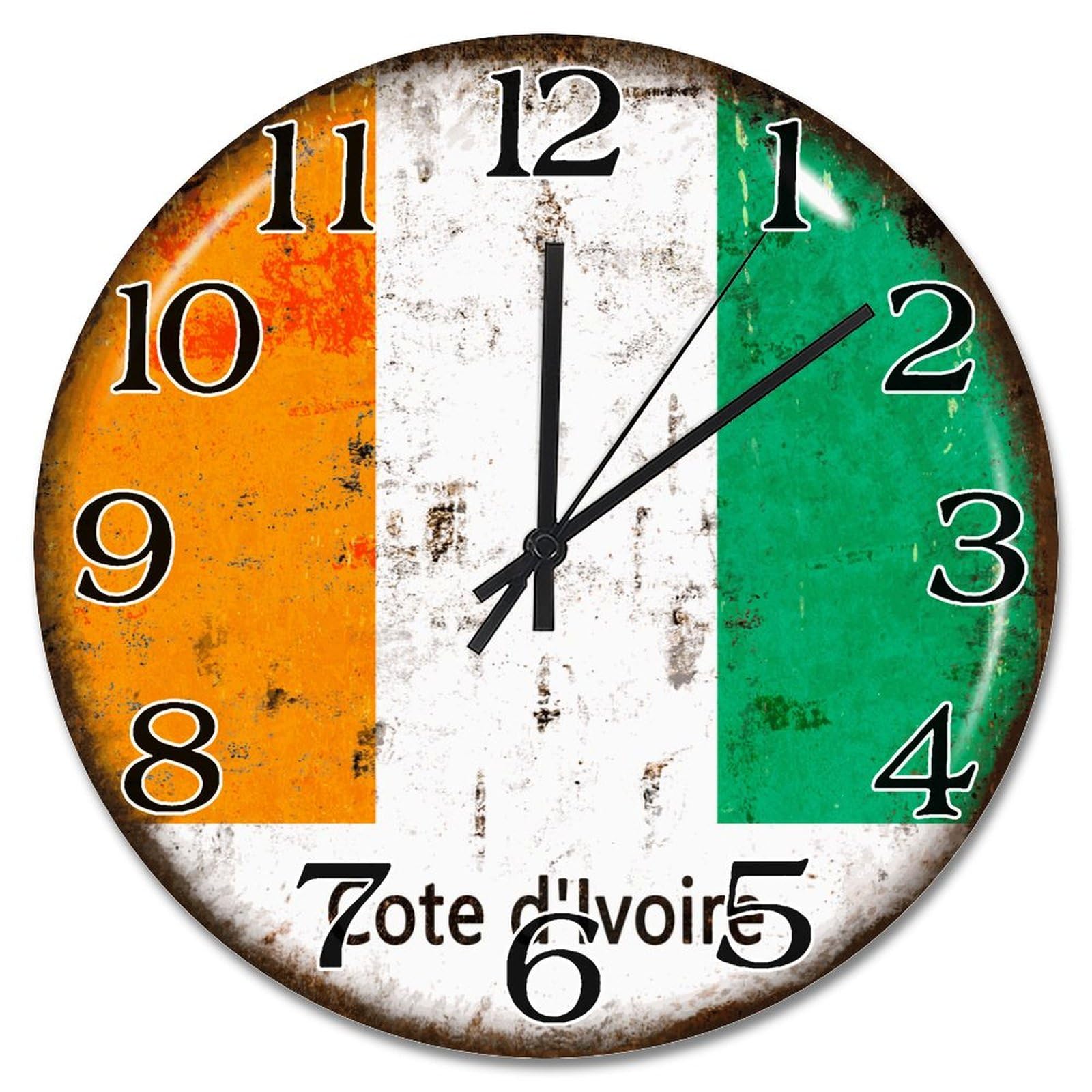 Horloge murale Côte d'Ivoire silencieuse pour chambre à coucher