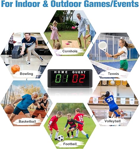 Vista 7 de Samshow LED Electronic Scoreboard Digital Score Keeper with Remote & Tripod, Basketball Scoreboard with Shot Clock & Timer & 12/24h Real Time for