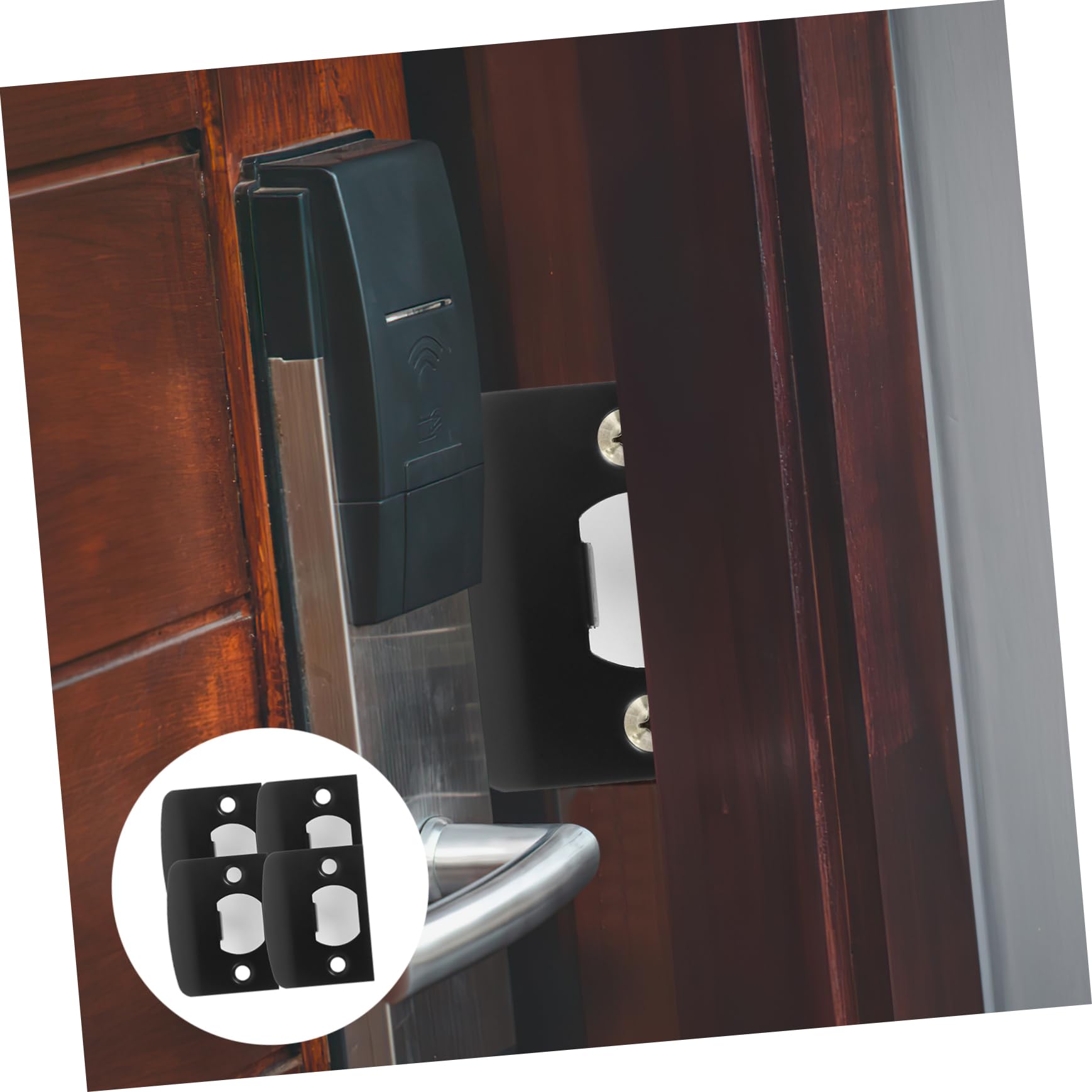 NUOBESTY 20 Ensembles Boucle à Ardillon Verrouillable Kit De Renfort De Porte Avant Plaque De Renfort Pêne Dormant Gâche Couvertures De Porte Bouche-trou Acier Inoxydable Black