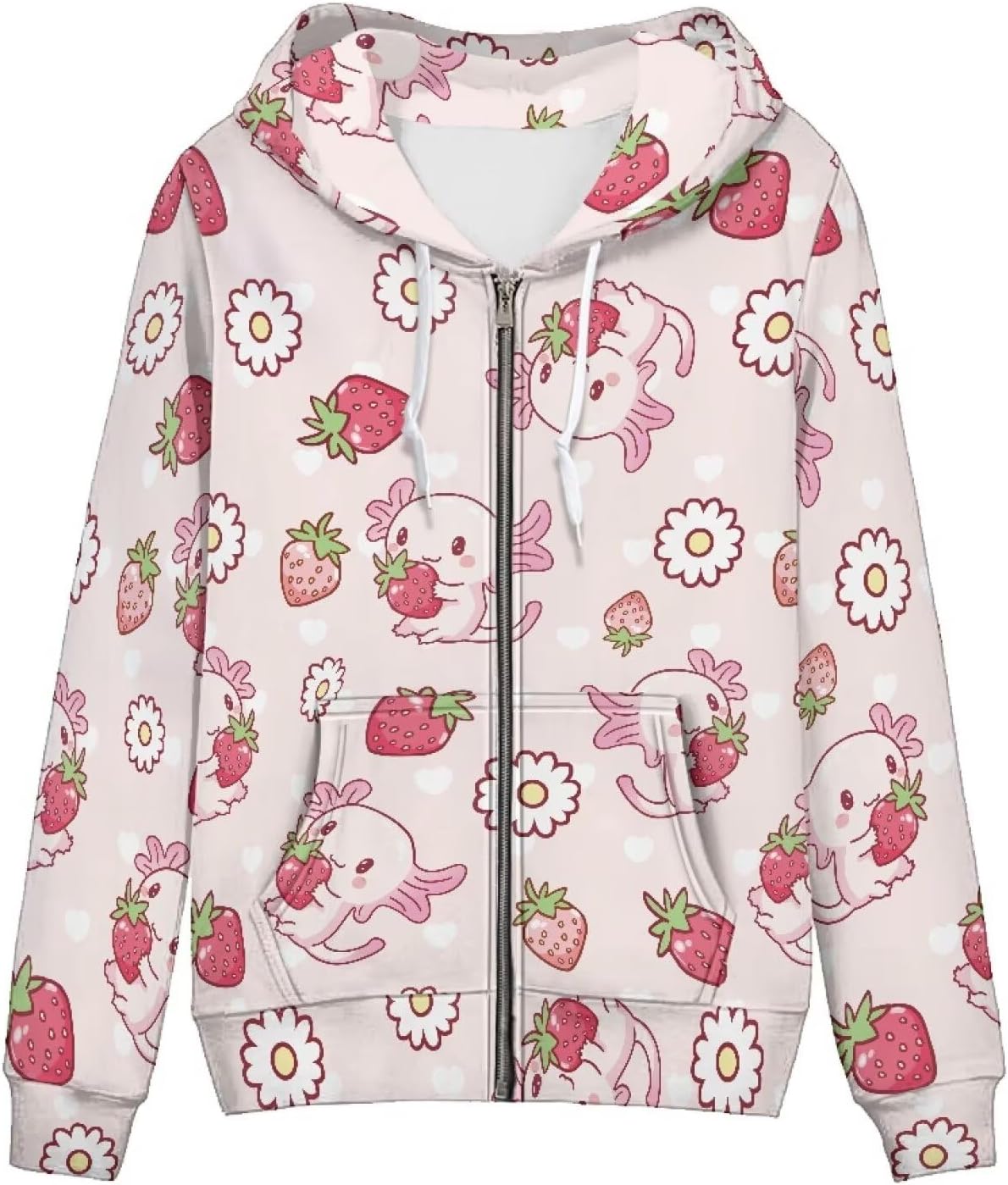 Amzbeauty Long Sleeve Hoodies For Women Zip Up Cute Printed Casual Drawstring Hooded Sweatshirts