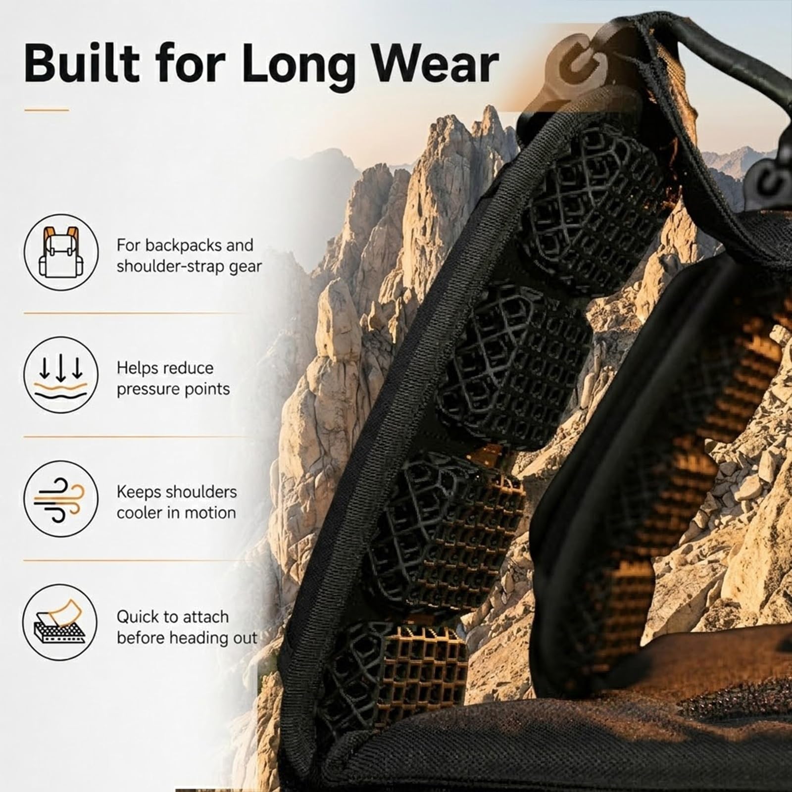 Genérico Almohadilla Correa Mochila Malla Transpirable Acolchado, Par Cojin Descompresion Reduccion de Carga 5cm Bolso Deporte