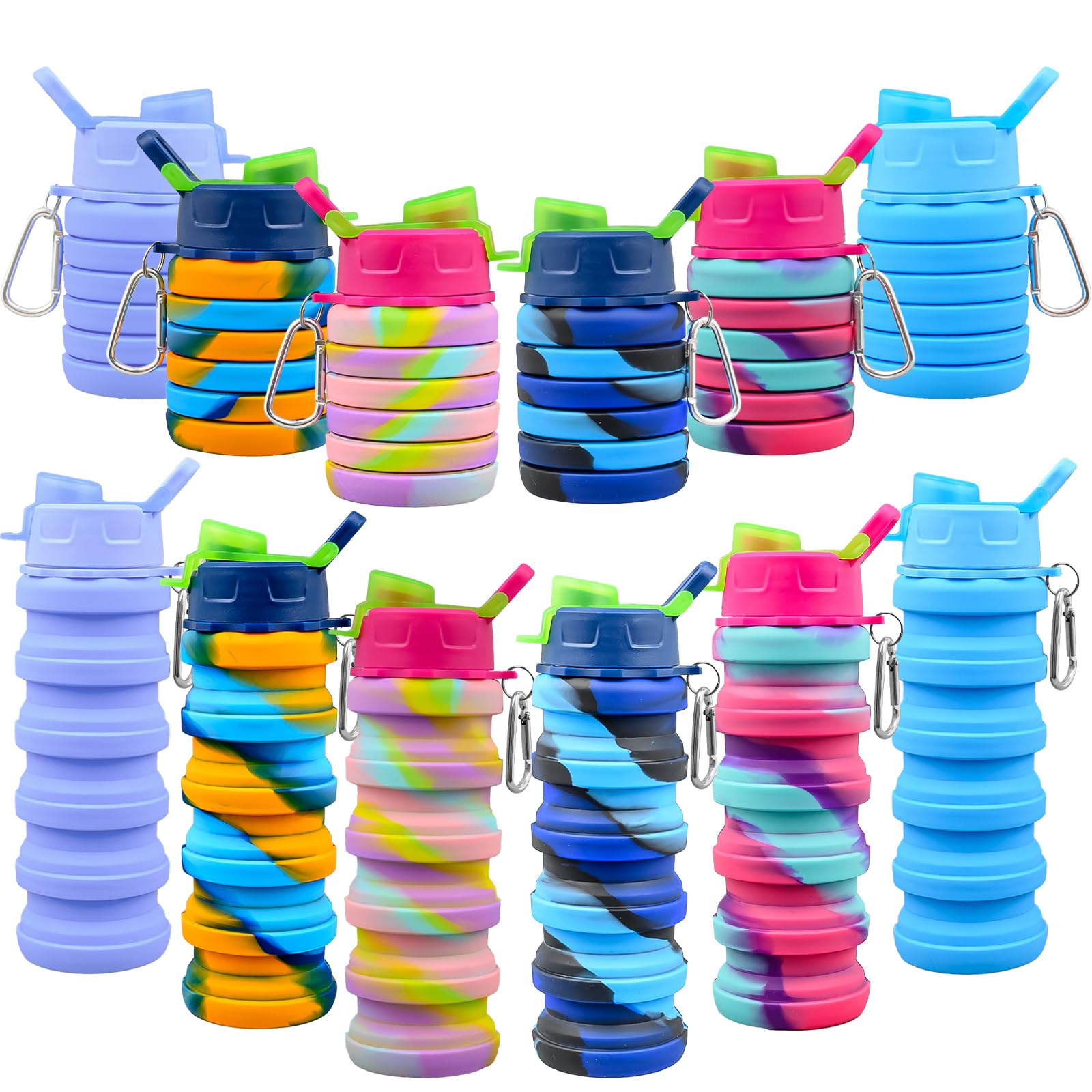 Pure Product Source Collapsible Water Bottle - Reusable Silicone Foldable Sport Bottle With Carabiner, BPA Free - View #10