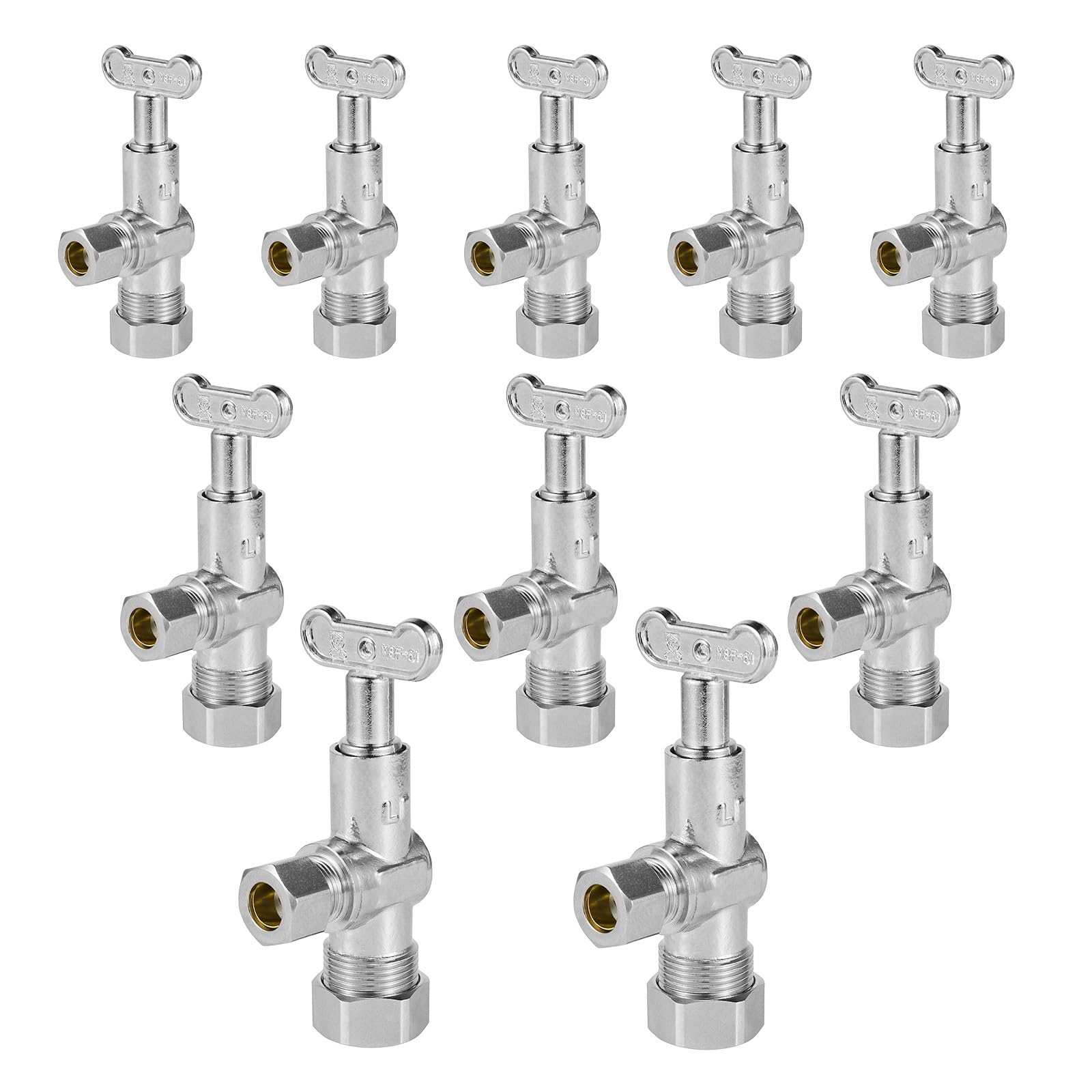 EFIELD - Válvula de parada de ángulo de llave de control suelto de 1/4 de giro de 1/2 pulgada nominal (5/8 pulgadas de diámetro exterior) x 3/8 pulgadas de diámetro exterior, cromada
