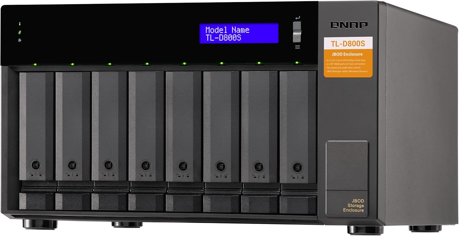 QNAP TL-D800S 8 Bay SATA 6Gbps JBOD Storage Enclosure. PCIe SATA Interface Card (QXP-800eS-A1164) Included