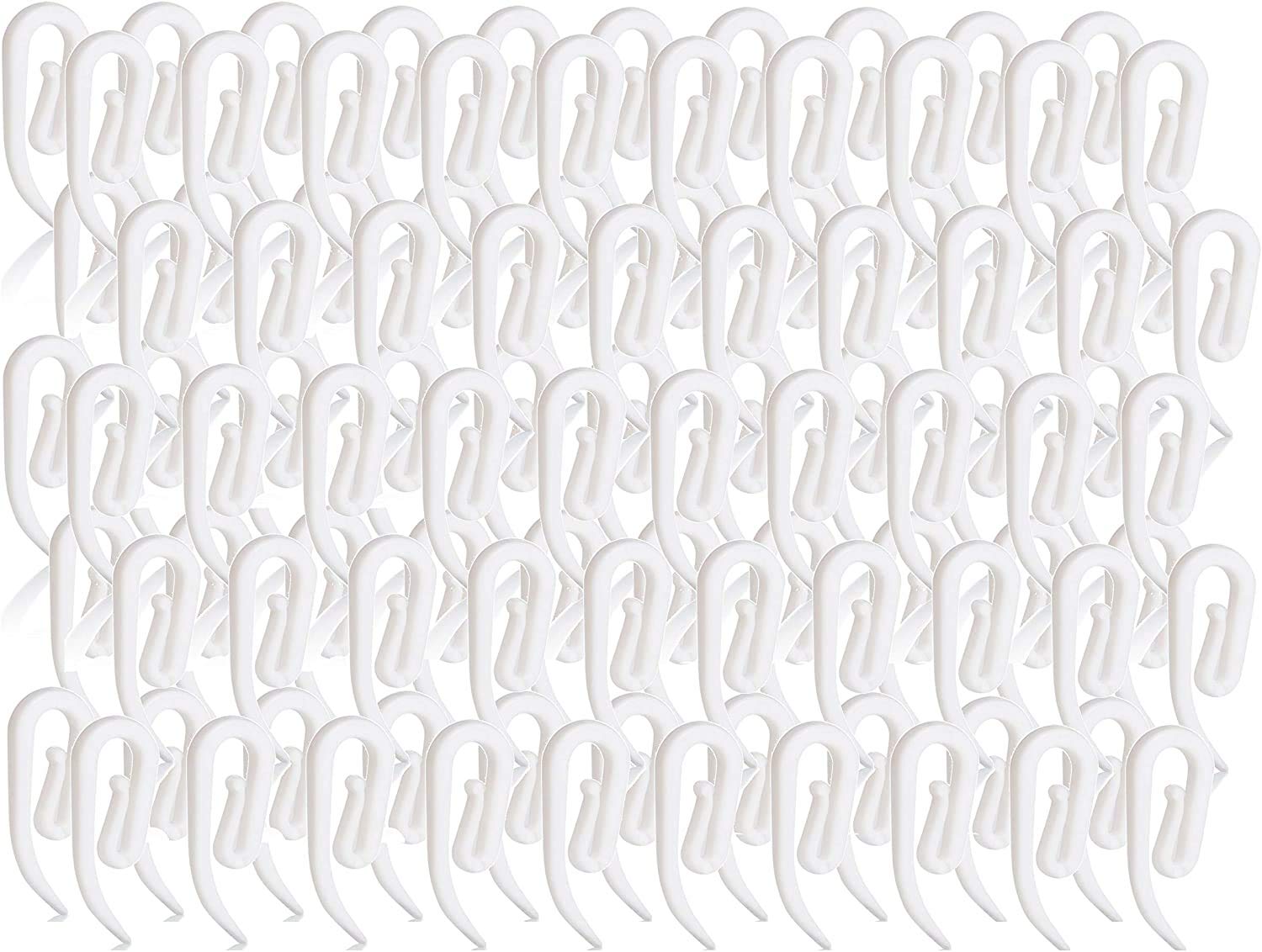 Okra White 100 X Plastic Curtain Hooks By For Pencil Pleat Curtains