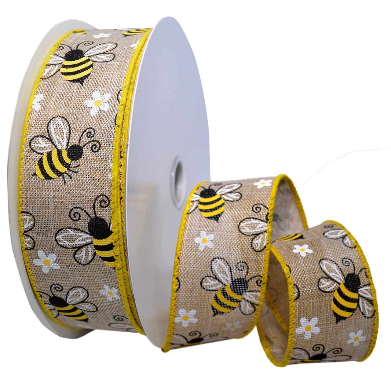 Ruban naturel Morex Ribbon Bumblebees pour loisirs créatifs de printemps