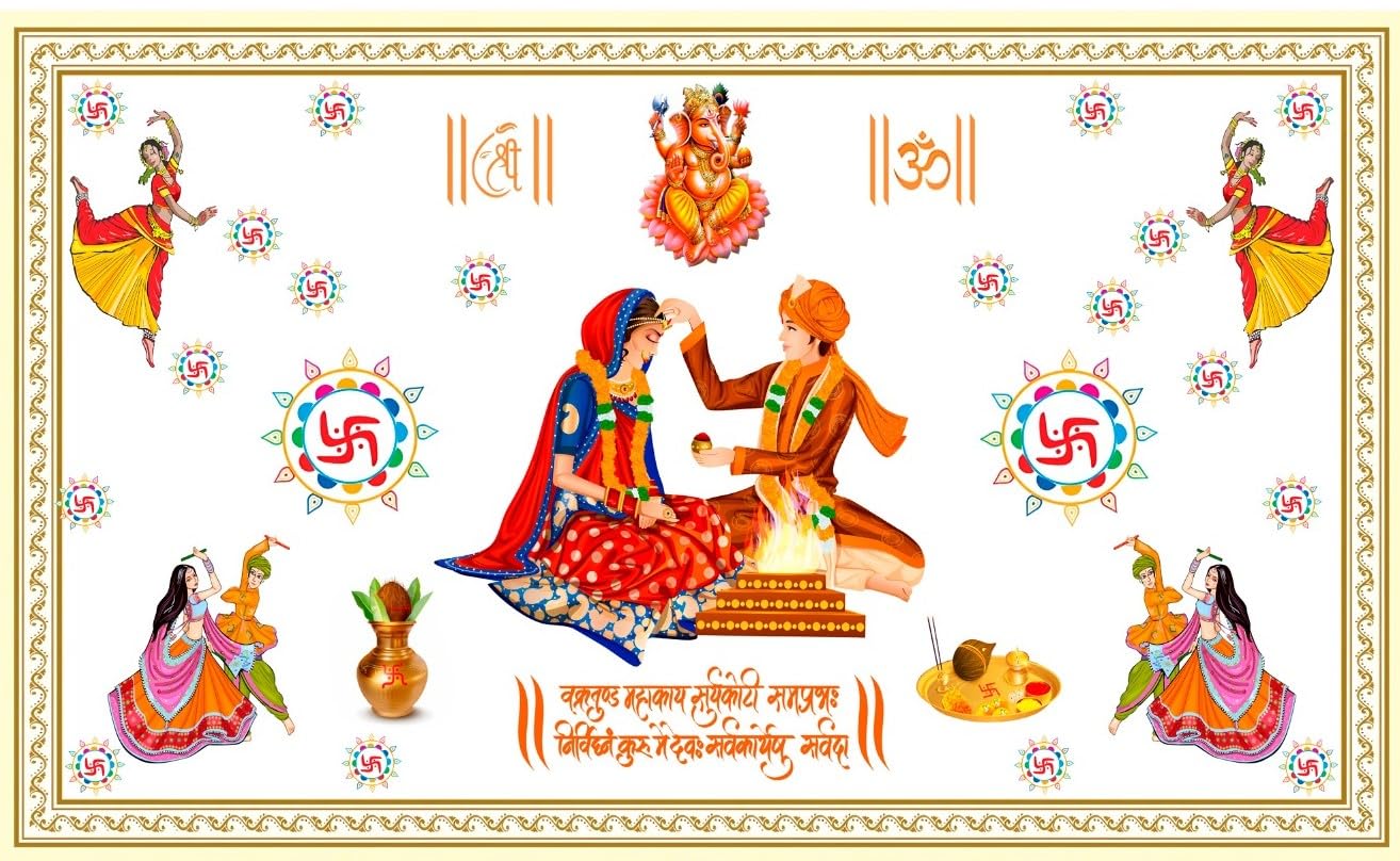 ZEONELY MART Antarpat for wedding Hindu Wedding Cloth held in Front of Groom Bride Marriage Ceremony Function, (64L X40w) inch, (115)