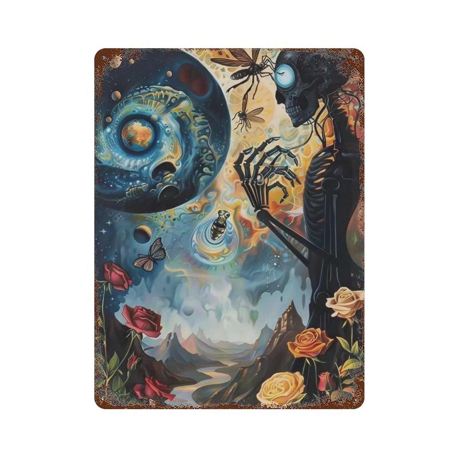 WUJHGRSG Retro Mechanical Astral Surreal 02 Wall Art Retro Iron Vintage Metal Tin Sign Poster Modern Decor for Home Cofffee Club Bar Shop Style 40x30cm