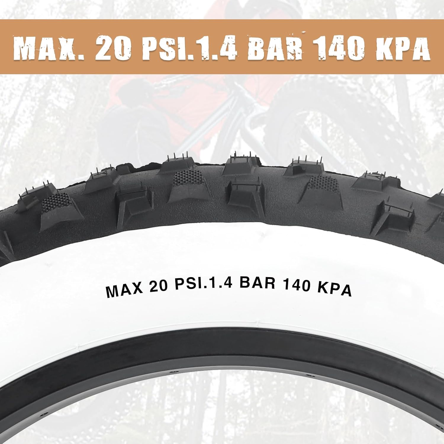 2-Pack 20x4.0 Fat Tire,98-406 20PSI Folding Heavy Duty Electric Fat Tires,All Terrain High Performance Bicycle Tires